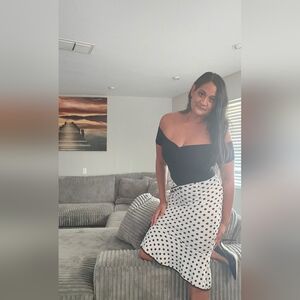 Elegant Black and White Polka Dot Pencil Skirt